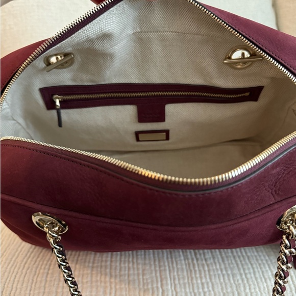 Gucci Soho Chain Zipped Bag Nubuck Burgundy - Picture 7 of 16